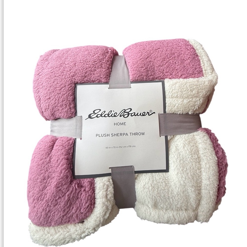 Eddie Bauer Home Plush Sherpa Throw 60” x 70” Pink NWT